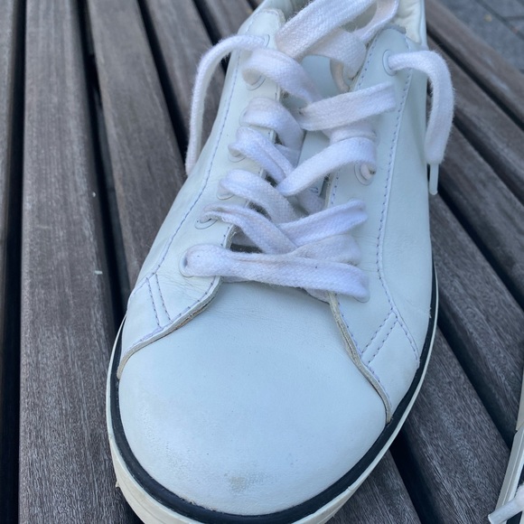 Prada 4E3314 BIANCO LEATHER LACE UP LOGO LOW TOP SNEAKERS - Picture 5 of 16